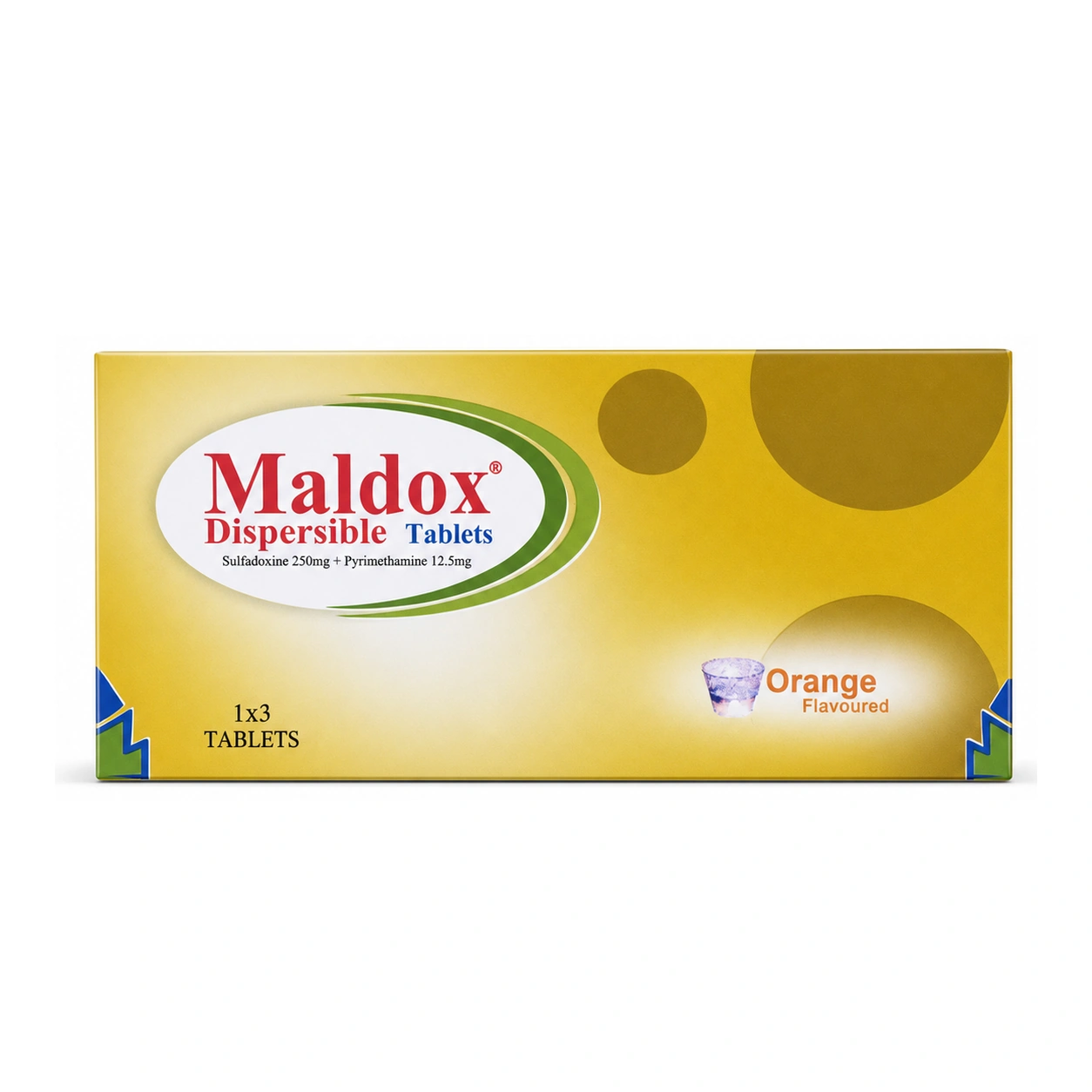 Maldox Sulfadoxine 250 mg + Pyrimethamine 12.5 mg Dispersible Tablets x 3 Tablets