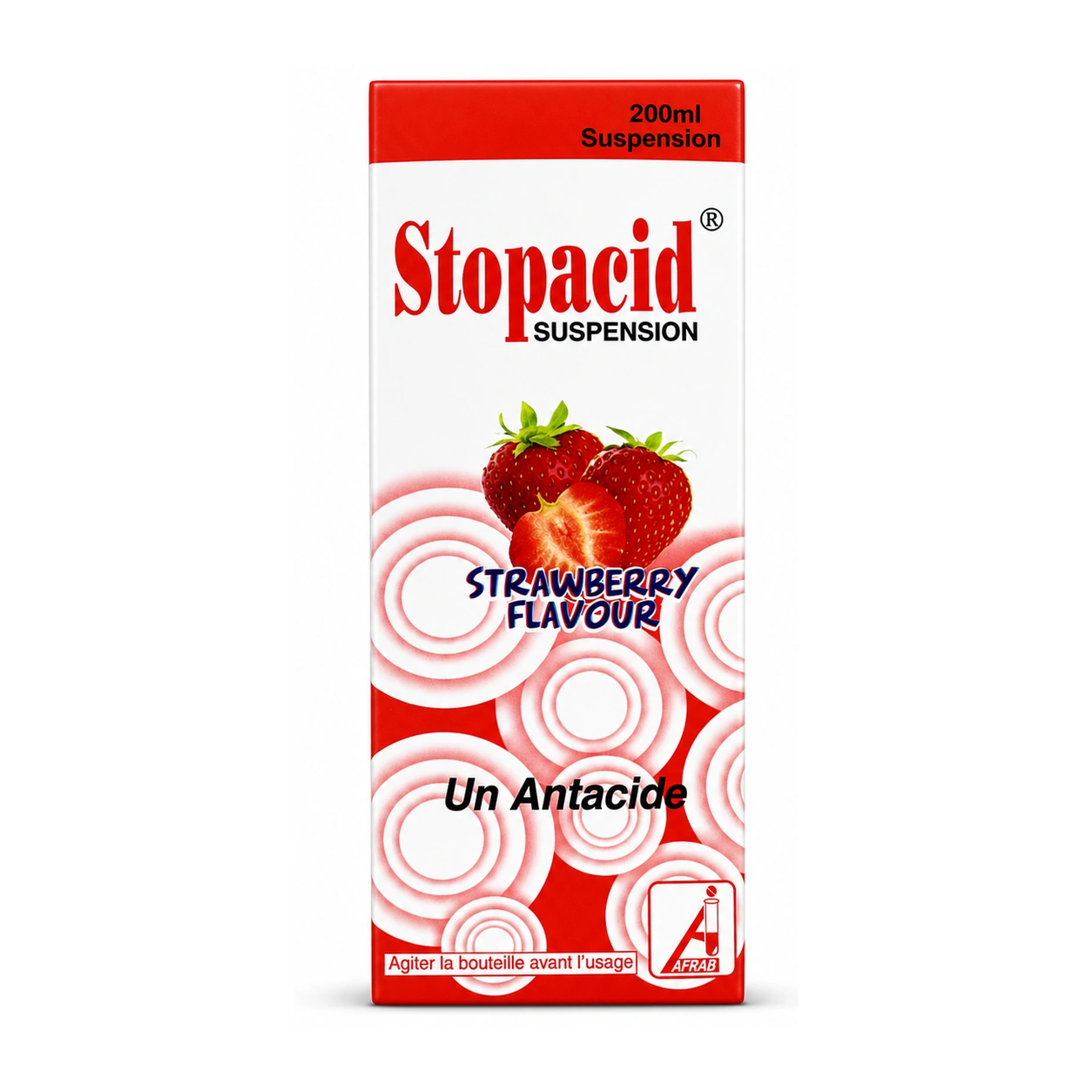 Stopacid Antacid Suspension Strawberry Flavour 225 mg/5 ml + 200 mg/5 ml + 50 mg/5 ml 200 ml