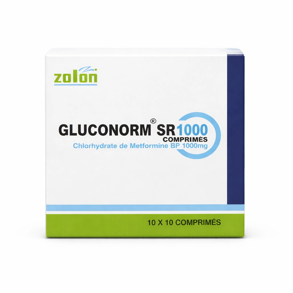 Gluconorm SR Metformin Hydrochloride 1000 mg Tablets x 100 Tablets