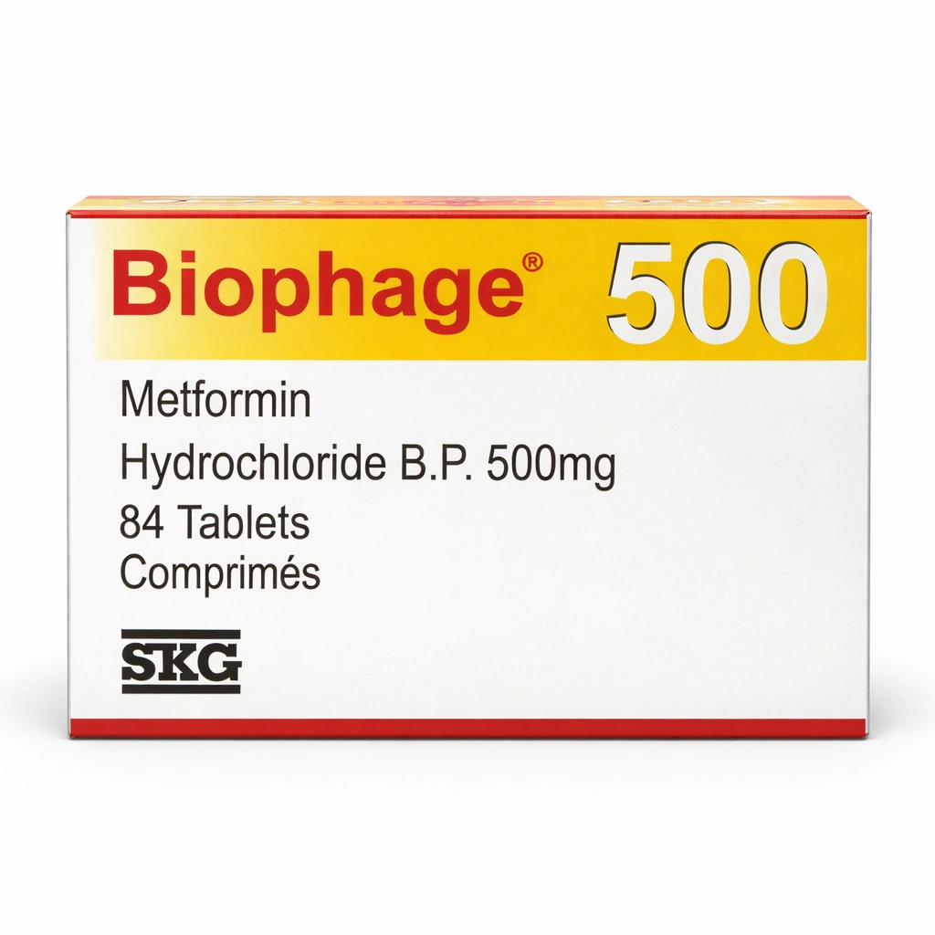 Biophage Metformin Hydrochloride 500 mg Tablets x 84 Tablets