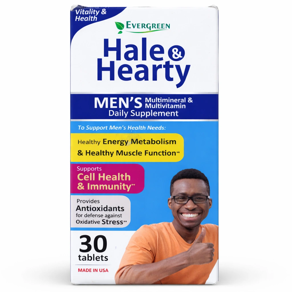 Evergreen Hale & Hearty Men's Multimineral & Multivitamin Daily Supplement x 30 Tablets