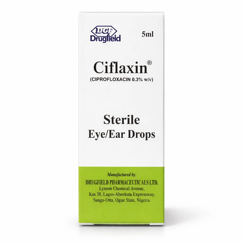 Drugfield Ciflaxin Ciprofloxacin Sterile Eye/Ear Drops 0.3% w/v 5 ml