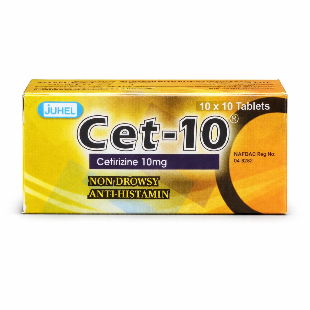 Juhel Cet-10 Cetirizine 10 mg Tablets x 100 Tablets