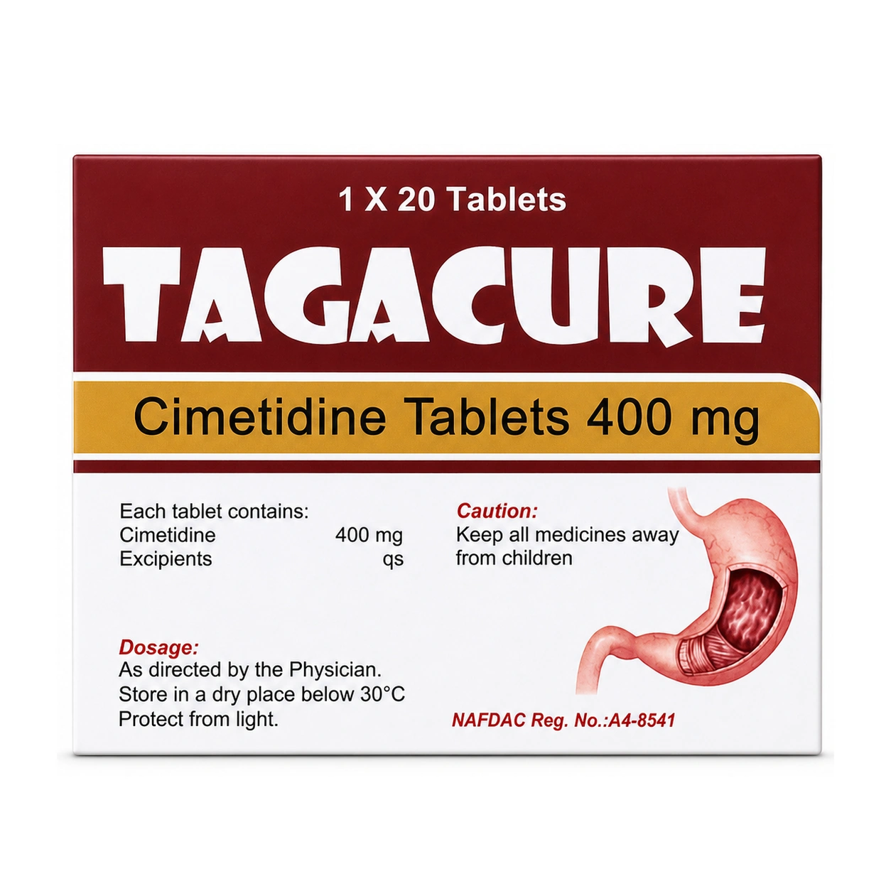 Tagacure Cimetidine 400 mg Film-Coated Tablets x 20 Tablets