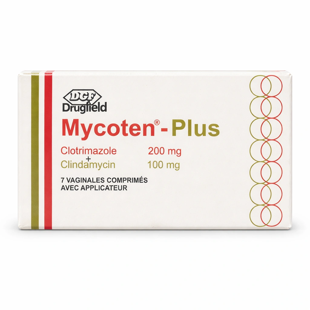 Drugfield Mycoten-Plus Clotrimazole 200 mg + Clindamycin 100 mg Vaginal Tablets x 7 Tablets
