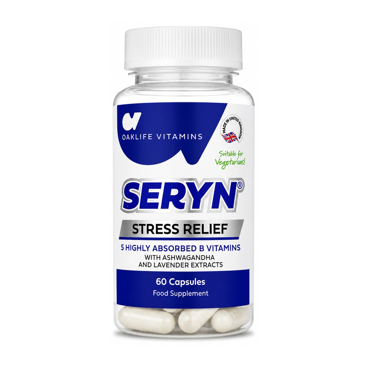 Oaklife Vitamins Seryn Stress Relief B Vitamins with Ashwagandha and Lavender Capsules x 60 Capsules