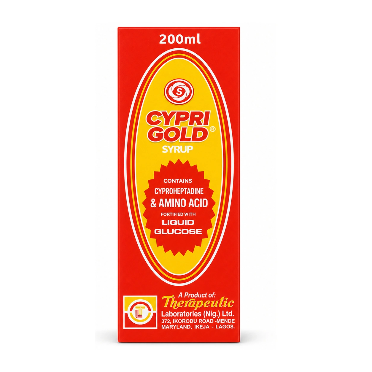 Cypri Gold Cyproheptadine HCl 2 mg/5 ml + L-Lysine 25 mg/5 ml Syrup 200 ml