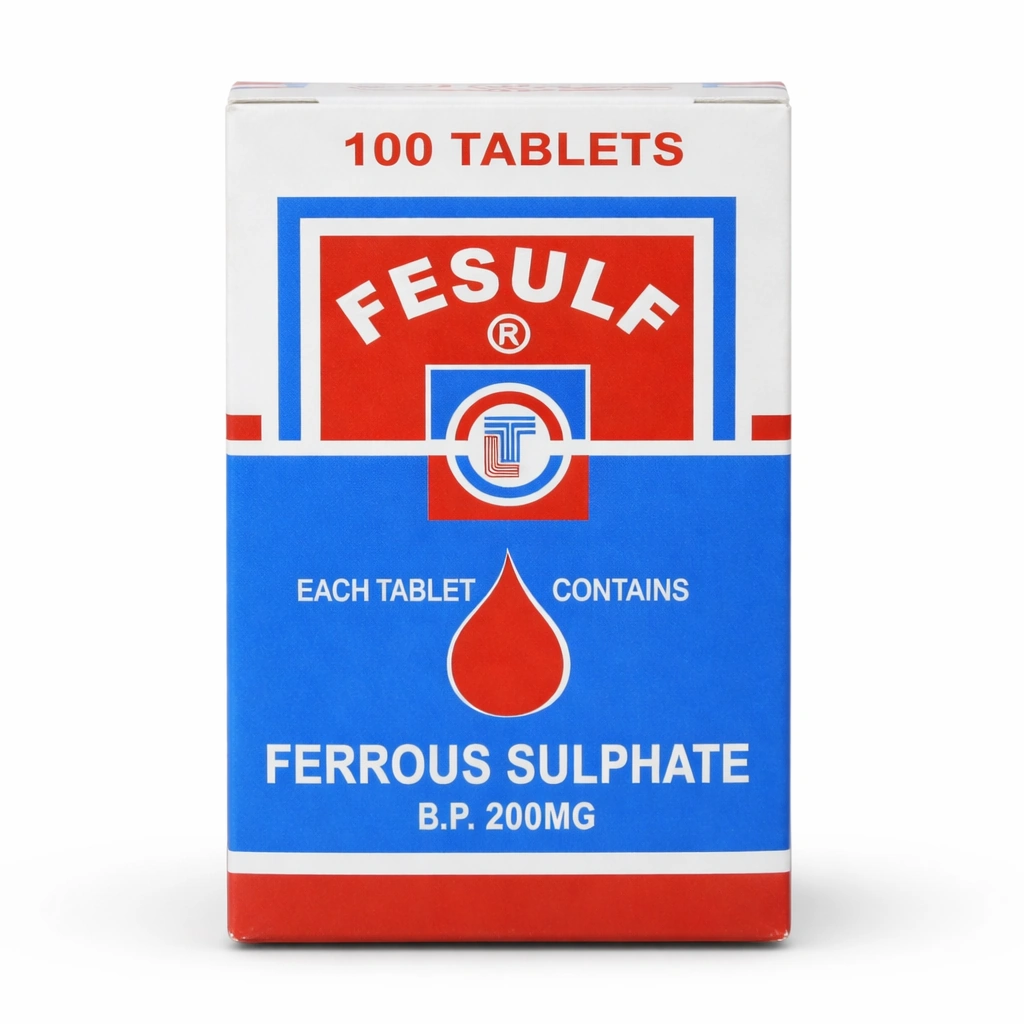Fesulf Ferrous Sulphate B.P. 200 mg Sugar-Coated Tablets x 100 Tablets