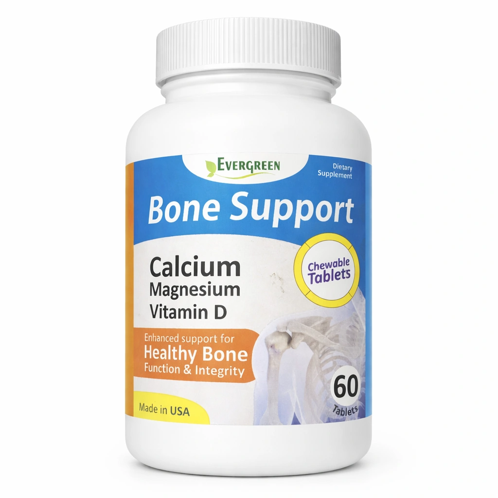 Evergreen Bone Support Calcium Magnesium Vitamin D Chewable Tablets x 60 Tablets