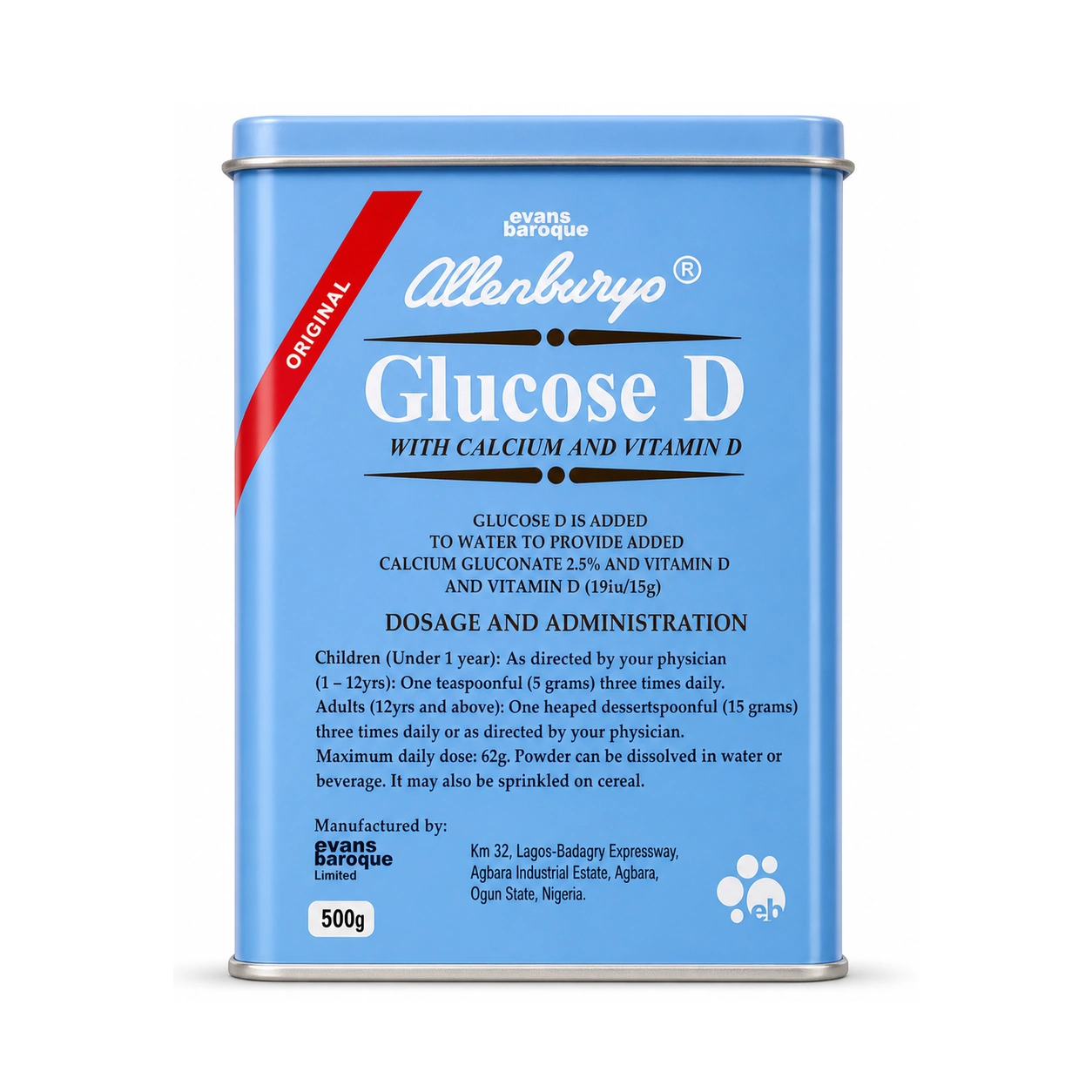 Allenburys Glucose D with Calcium and Vitamin D Powder 500 g