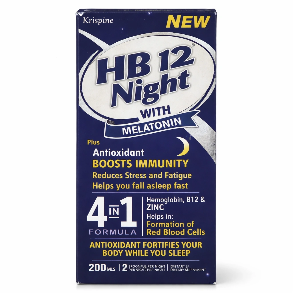 Krispine HB 12 Night Haemoglobin Dietary Supplement with Melatonin Oral Liquid 200 ml