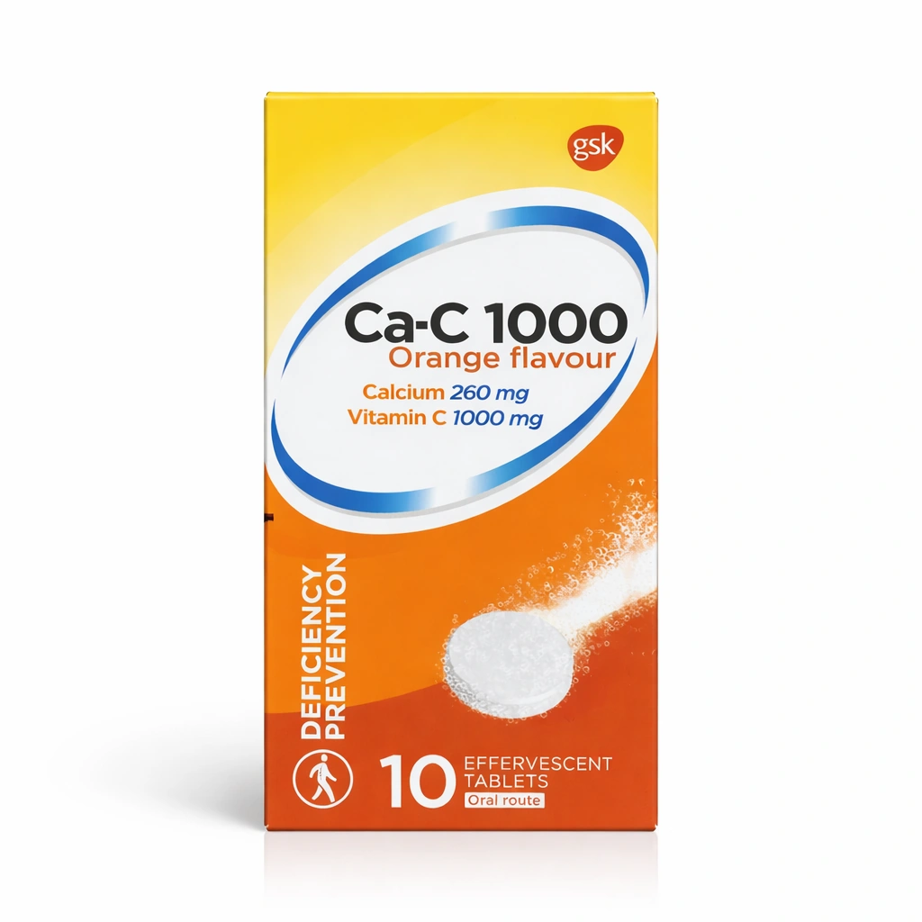 Ca-C 1000 Orange Flavour Effervescent Tablets x 10 Tablets