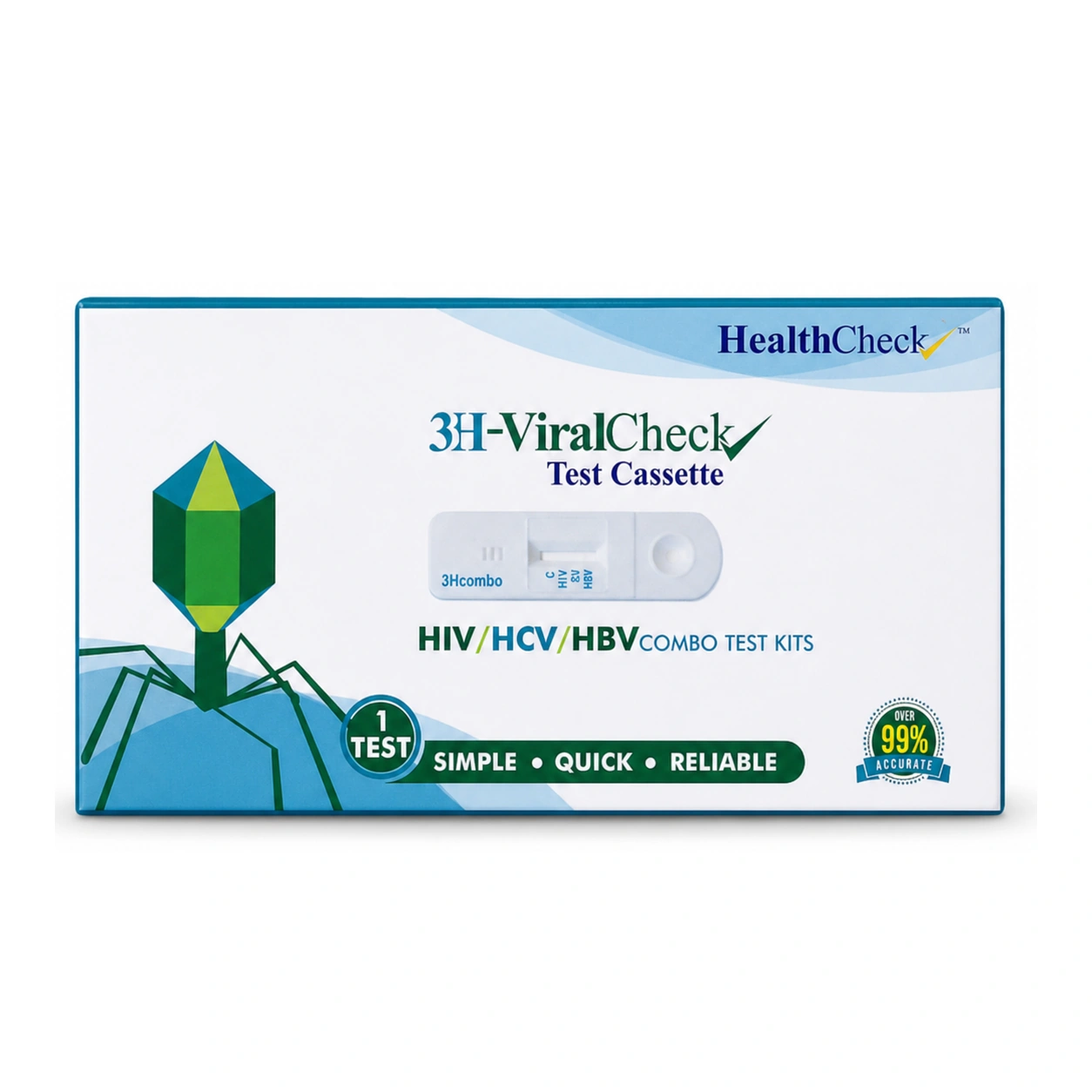 HealthCheck 3H-ViralCheck HIV/HCV/HBV Combo Test Kit x 1 Test Kit