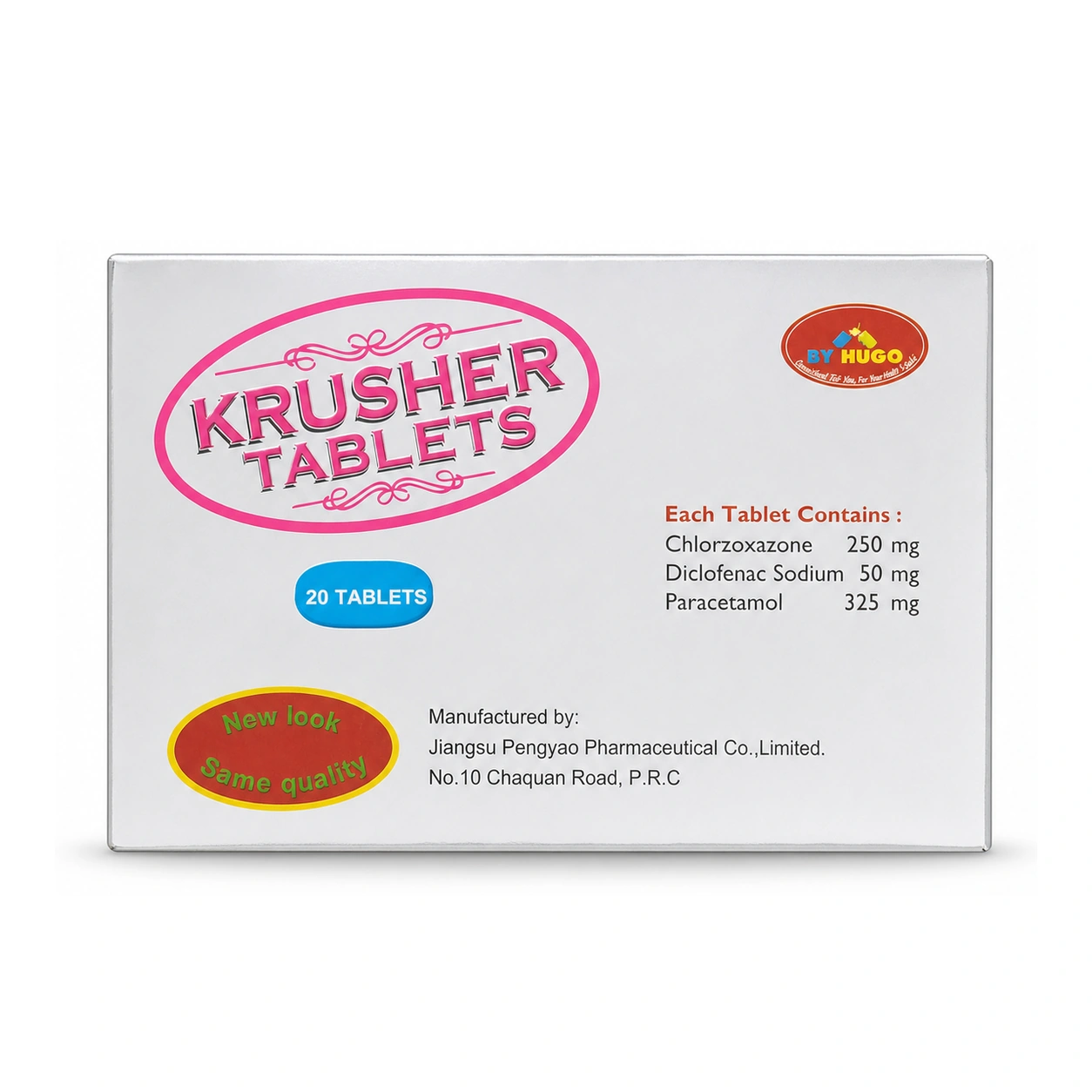 Krusher Diclofenac Sodium 50 mg + Paracetamol 325 mg + Chlorzoxazone 250 mg Tablets x 20 Tablets