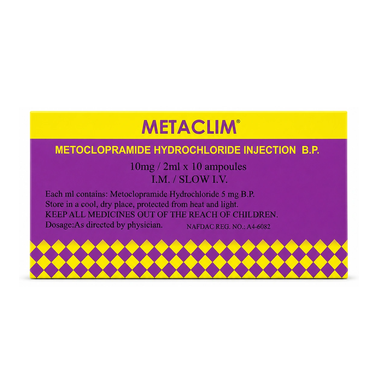 Metaclim Metoclopramide Hydrochloride Injection BP 10 mg/2 ml x 10 ampoules