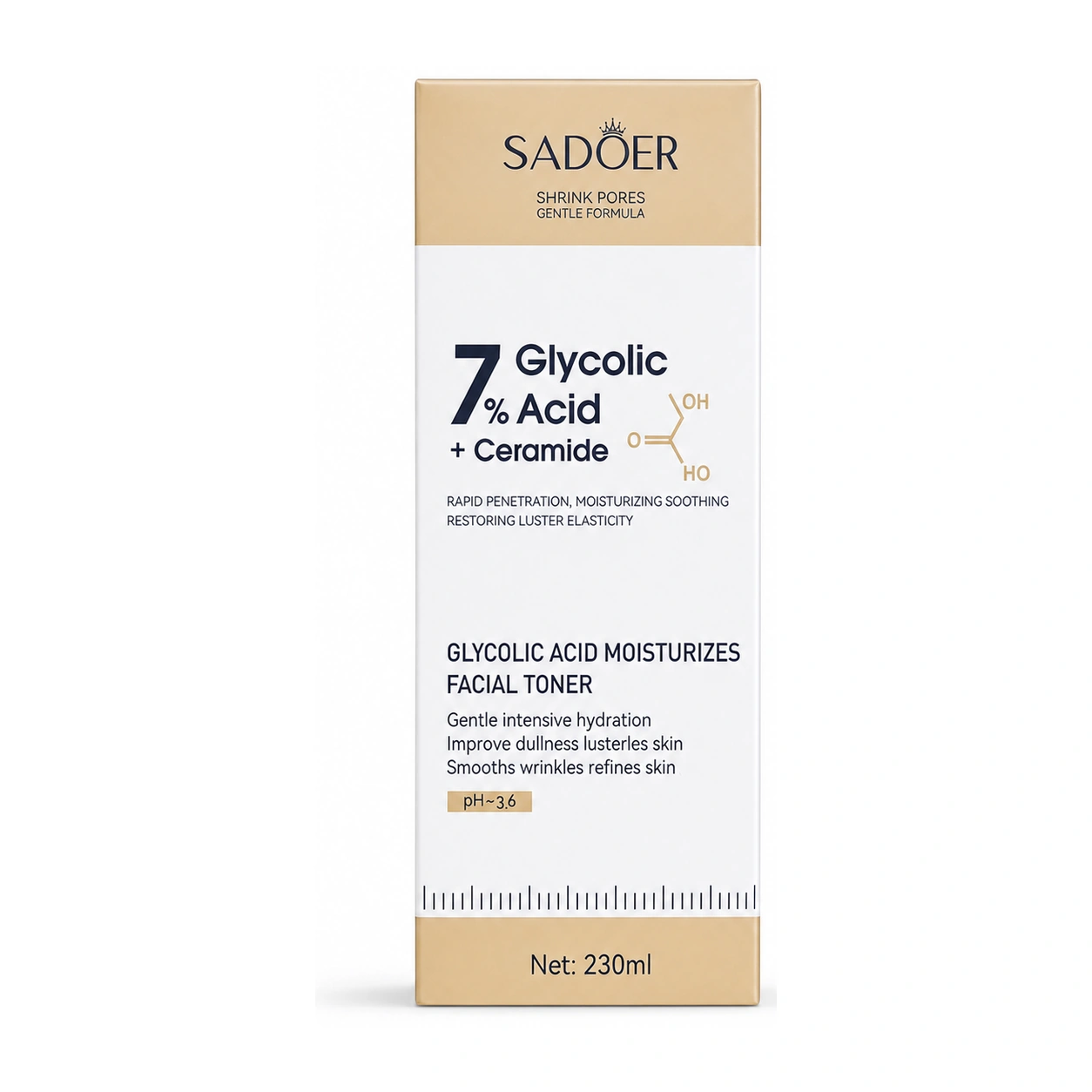 SADOER 7% Glycolic Acid + Ceramide Facial Toner 230 ml