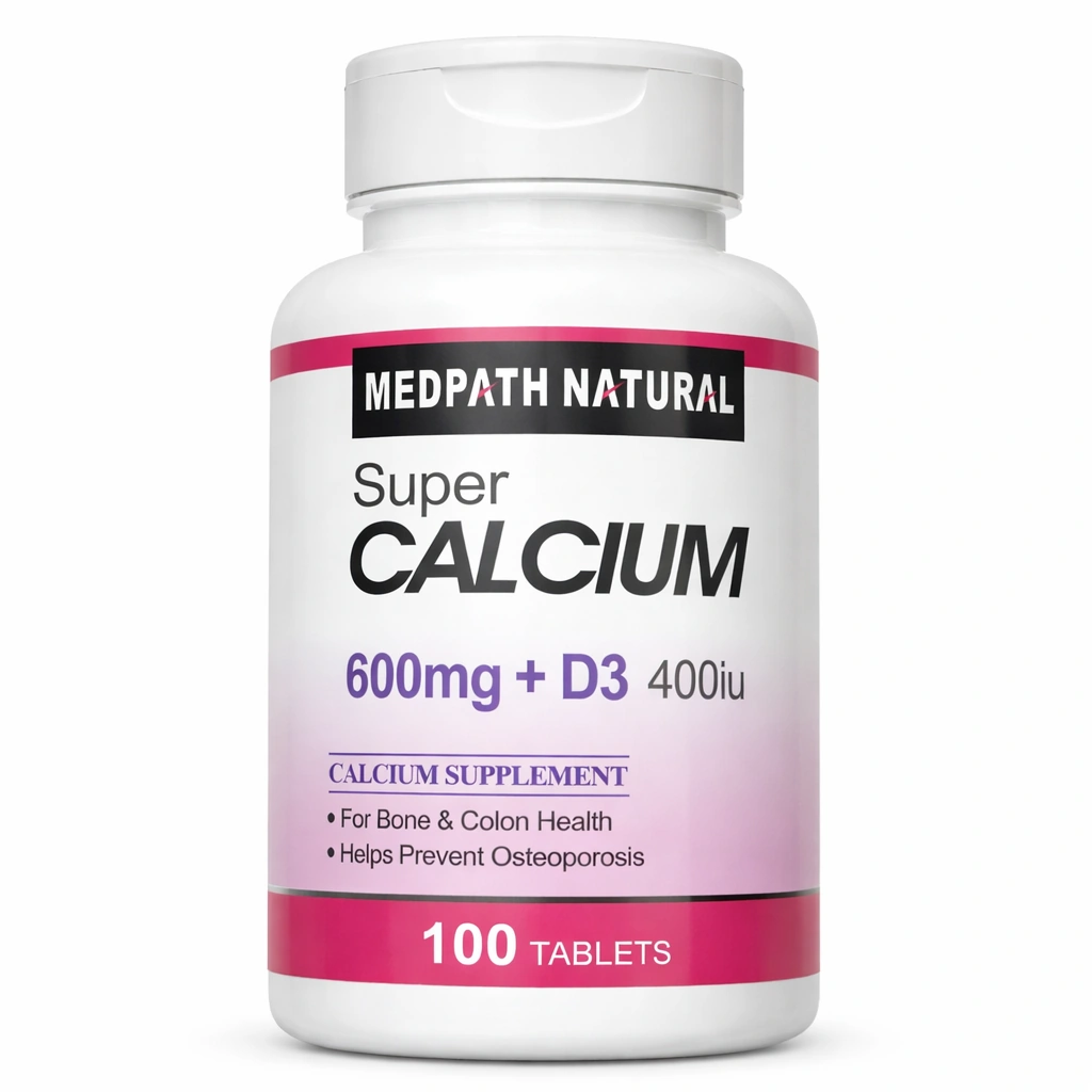 Medpath Natural Super Calcium 600 mg + D3 400 IU Tablets x 100 Tablets
