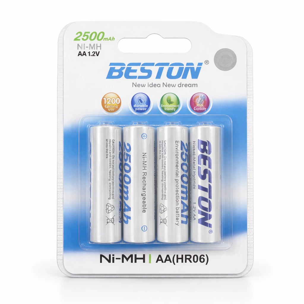 BESTON Ni-MH Rechargeable Battery AA 1.2V 2500 mAh x 4 Batteries