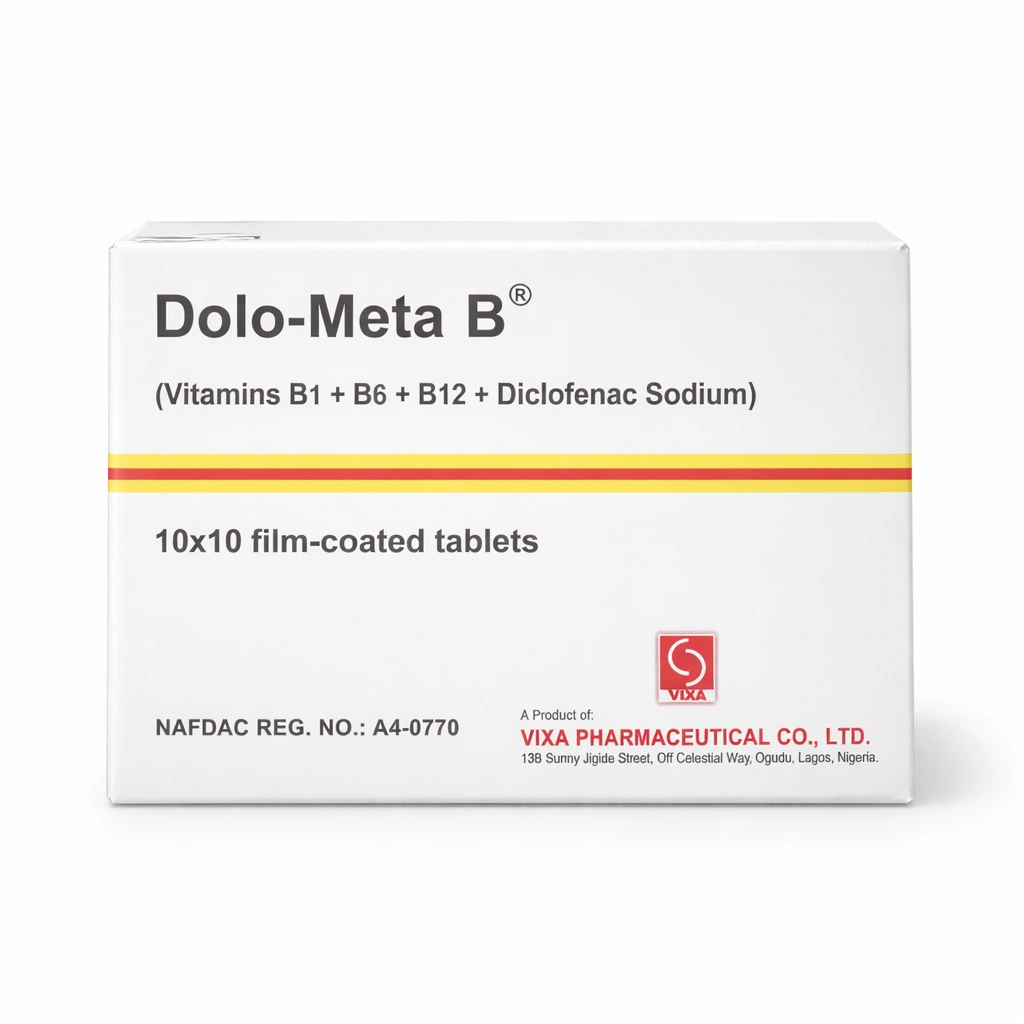 Dolo-Meta B Film-Coated Tablets 50 mg/50 mg/100 mg/100 mcg x 100 Tablets