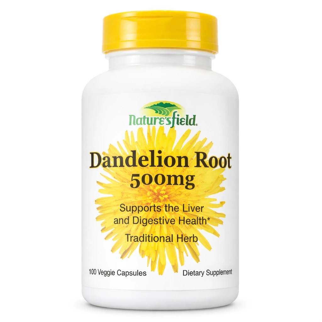 Nature's Field Dandelion Root 500 mg Dietary Supplement x 100 Veggie Capsules