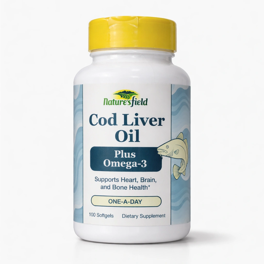 Nature's Field Cod Liver Oil Plus Omega-3 x 100 Softgels