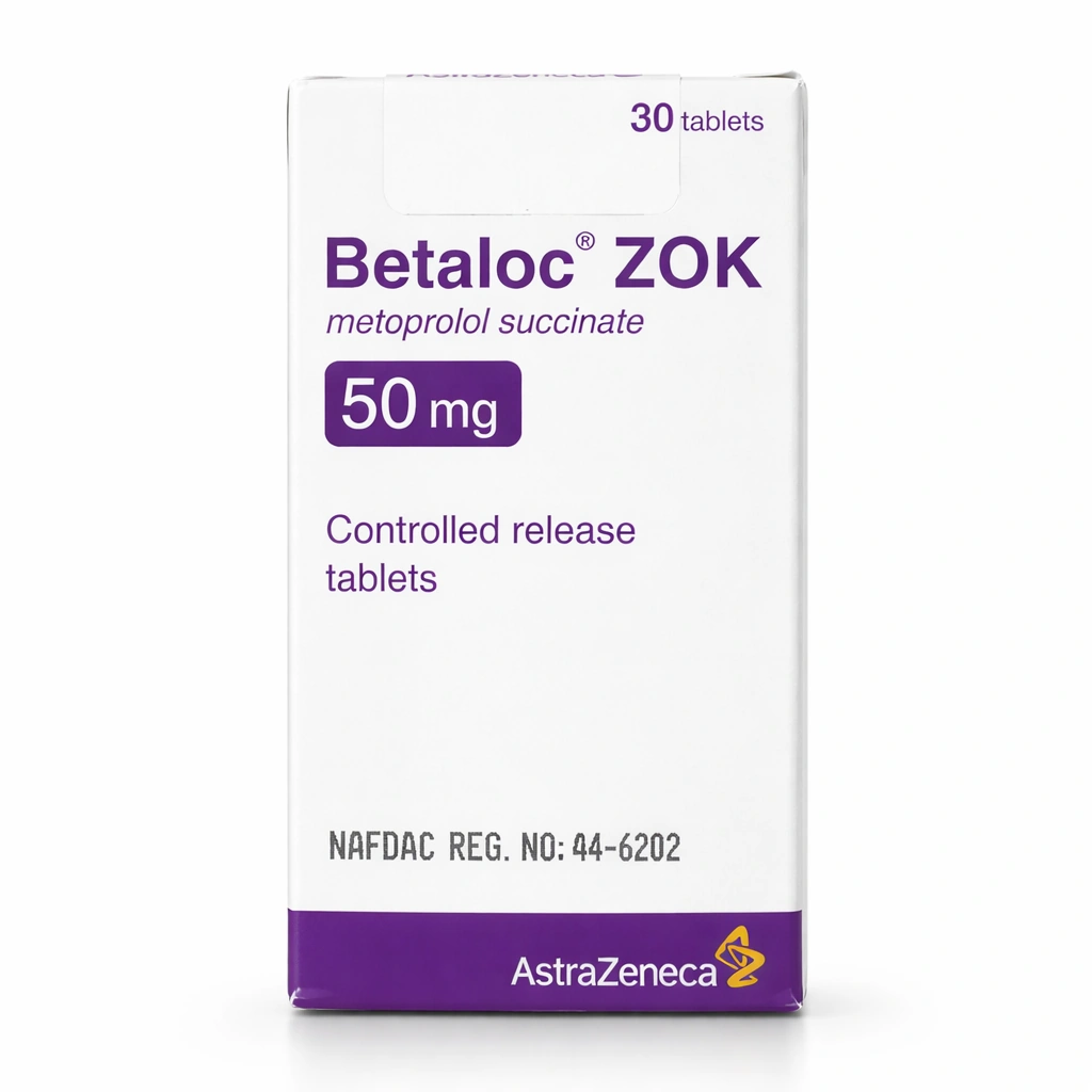 Betaloc ZOK Metoprolol Succinate 50 mg Prolonged-Release Tablets x 30 Tablets