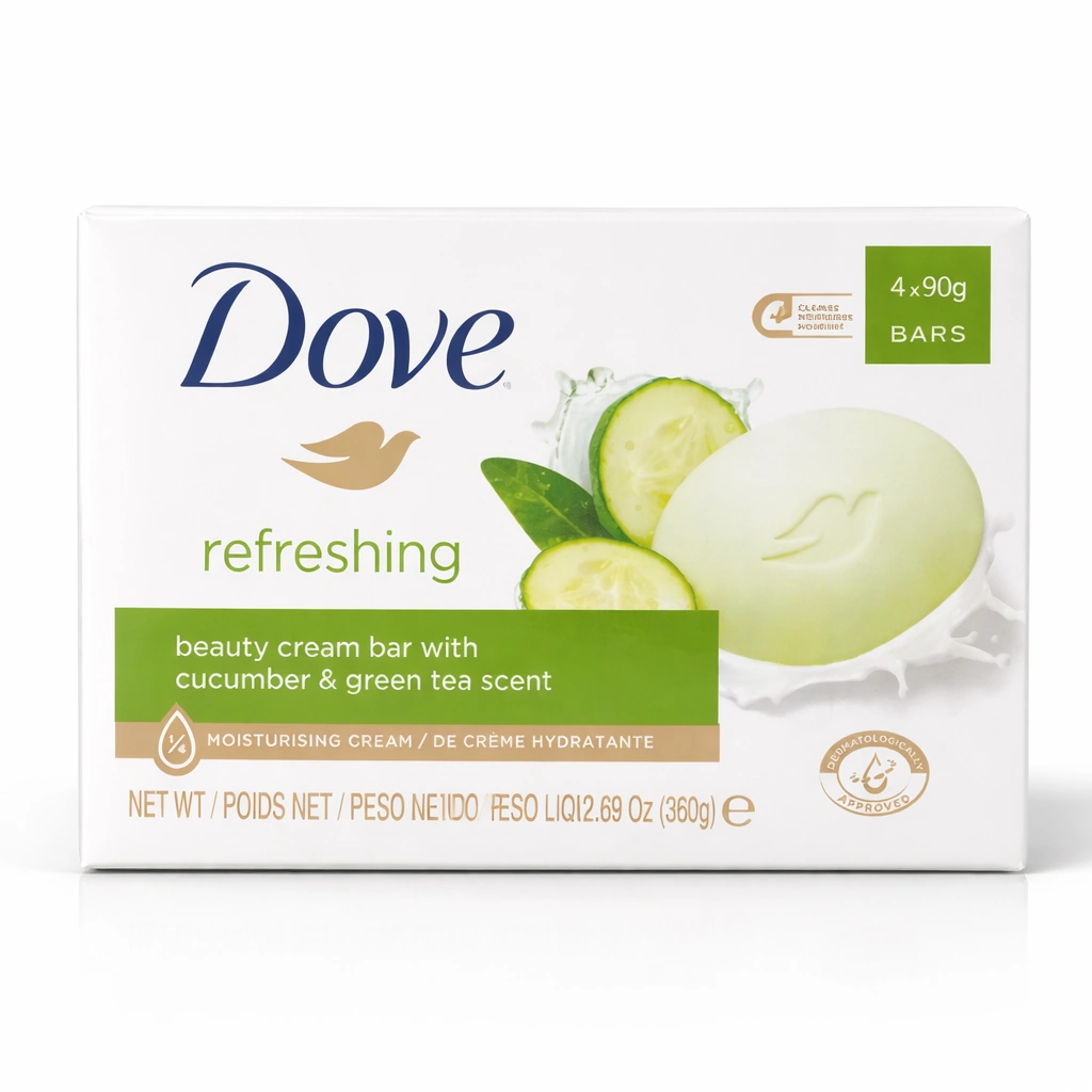 Dove Refreshing Beauty Cream Bar with Cucumber & Green Tea Scent 4 x 90 g Bars