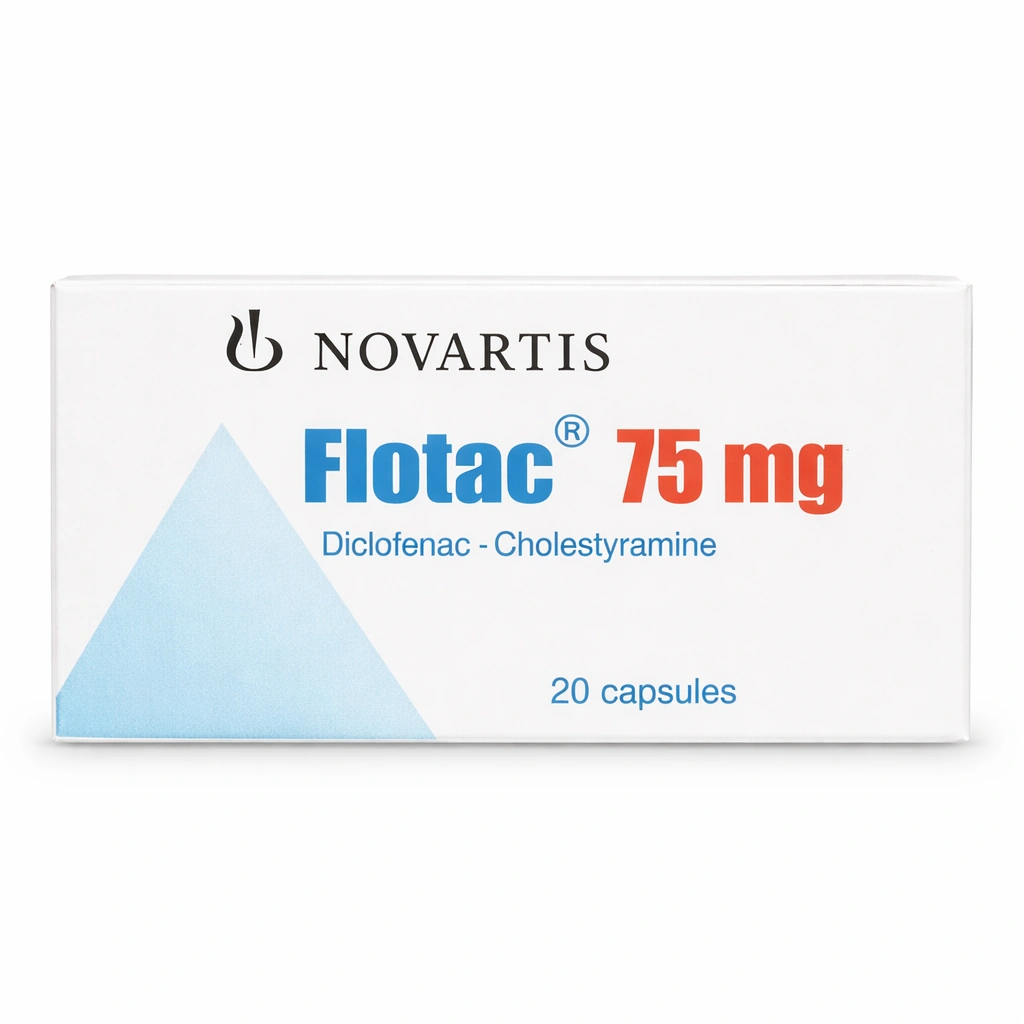 Novartis Flotac Diclofenac Colestyramine 75 mg Hard Gelatin Capsules x 20 Capsules