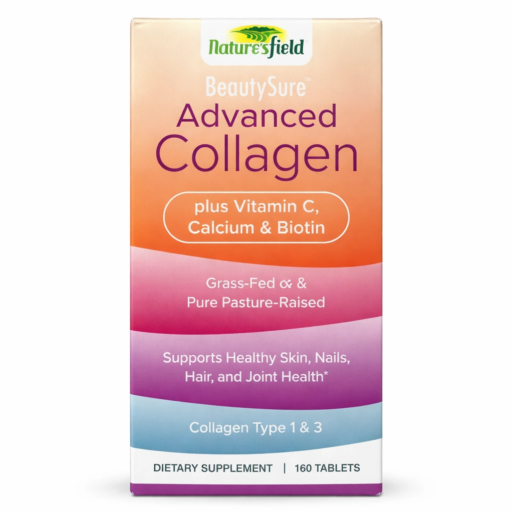 Nature's Field BeautySure Advanced Collagen plus Vitamin C, Calcium & Biotin Dietary Supplement x 160 Tablets