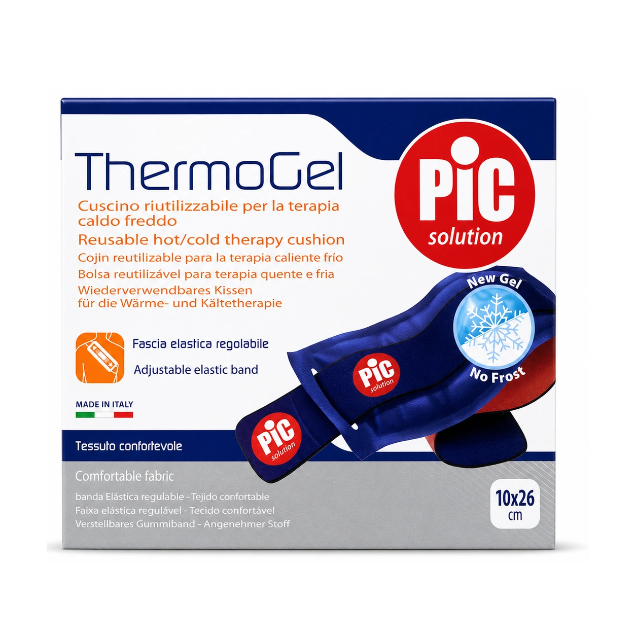 Pic Solution ThermoGel Reusable Hot/Cold Therapy Cushion with Adjustable Elastic Band 10 x 26 cm x 1 Gel Pad