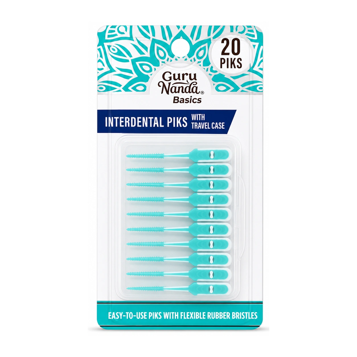 GuruNanda Basics Interdental Picks with Travel Case x 20 Picks