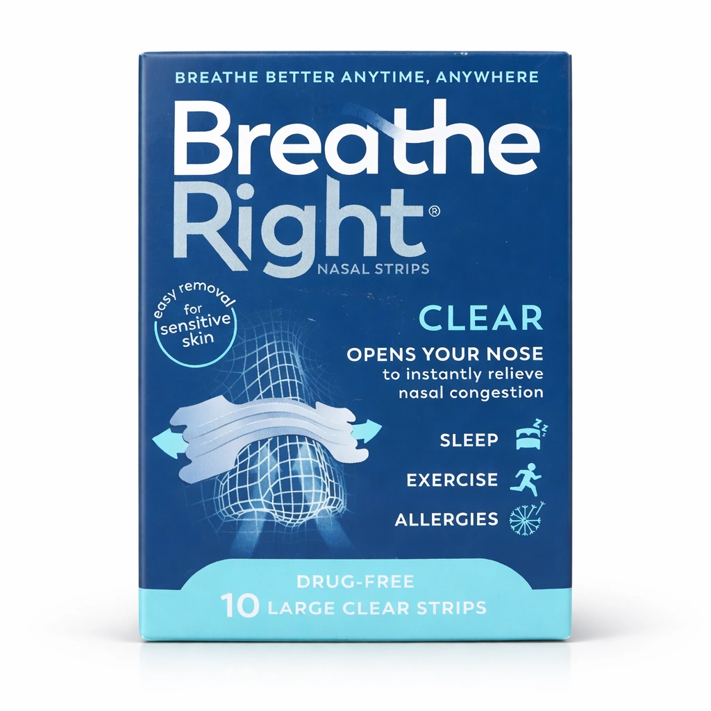 Breathe Right Original Clear Nasal Strips Large x 10 strips