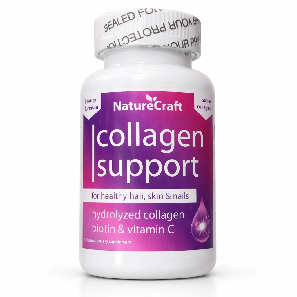 NatureCraft Collagen Support Capsules (Hydrolyzed Bovine Collagen 1,500 mg + Biotin 2.4 mg + Vitamin C 150 mg) x 120 Capsules
