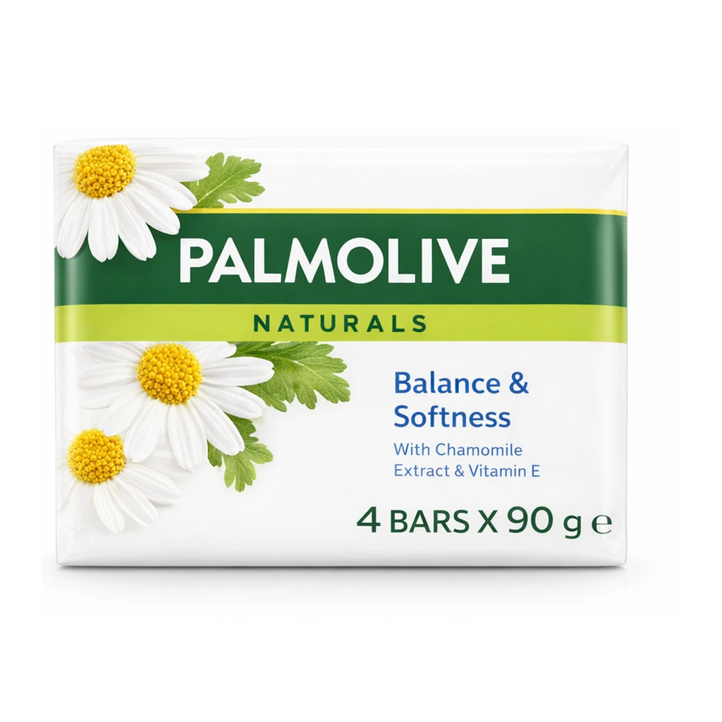 Palmolive Naturals Balance & Softness Bar Soap with Chamomile Extract & Vitamin E 4 Bars x 90 g