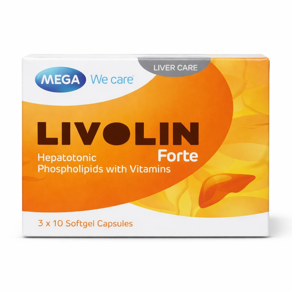 MEGA We Care Livolin Forte Hepatotonic Phospholipids with Vitamins x 30 Softgels
