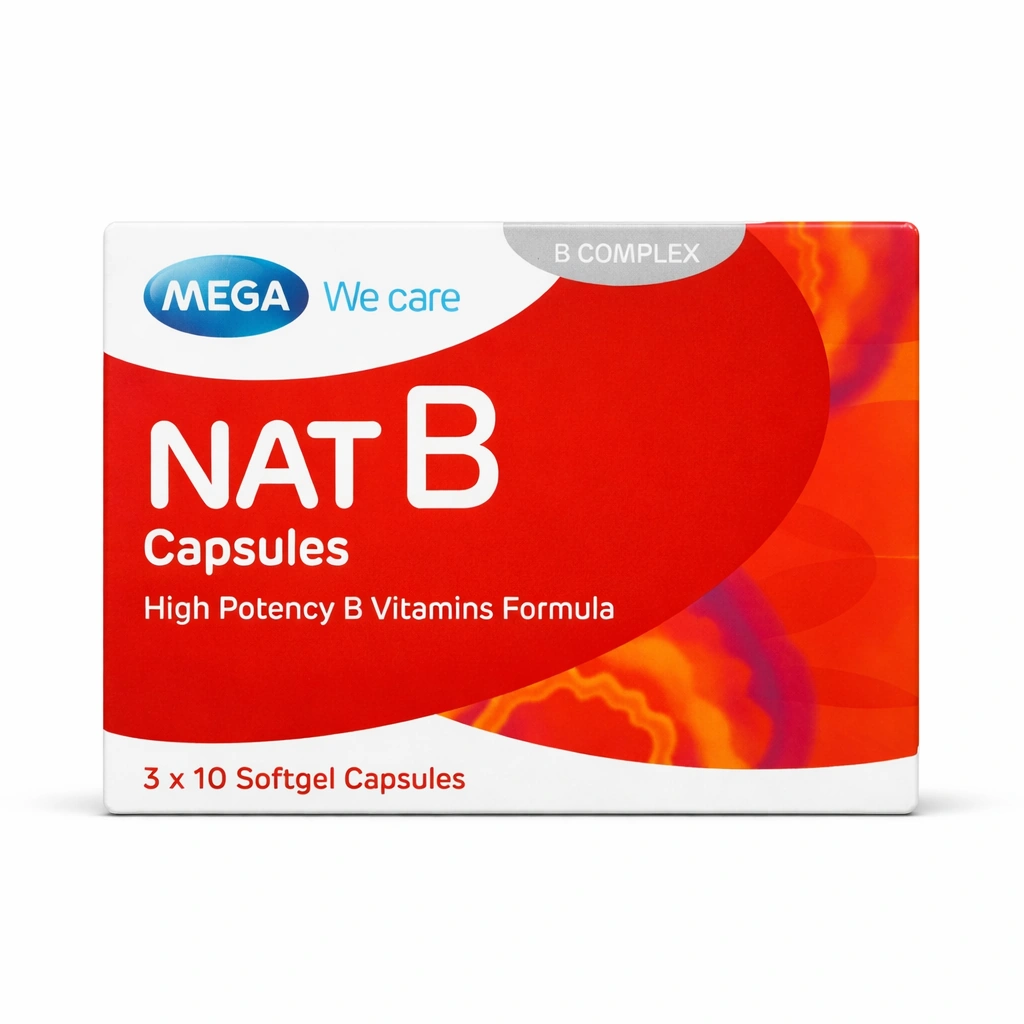 MEGA We Care NAT B High Strength B Complex Softgel Capsules x 30 Capsules x 30 Softgels