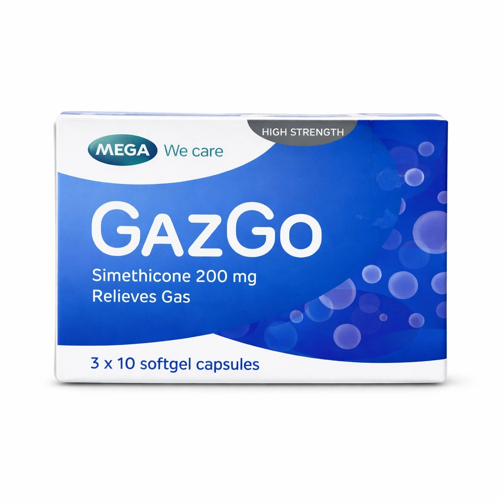 MEGA We Care Gazgo Simethicone 200 mg Softgel Capsules x 30 Capsules x 30 Softgels