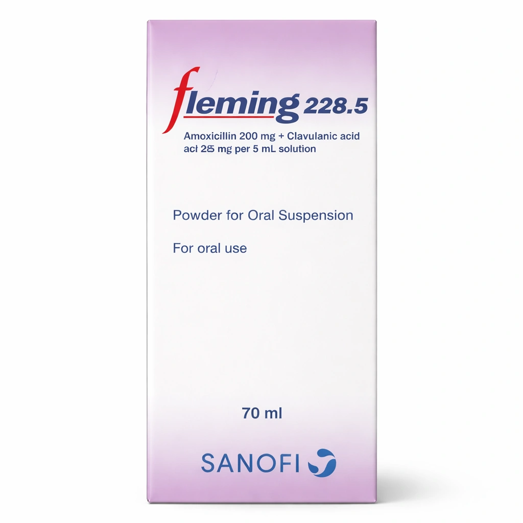 Fleming Amoxicillin 200 mg + Clavulanic acid 28.5 mg/5 ml Powder for Oral Suspension 70 ml
