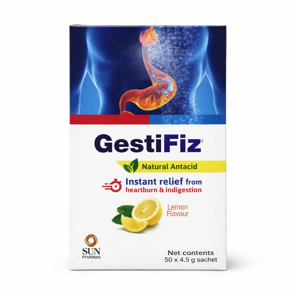 GestiFiz Natural Antacid Powder Lemon Flavour 50 x 4.5 g Sachets