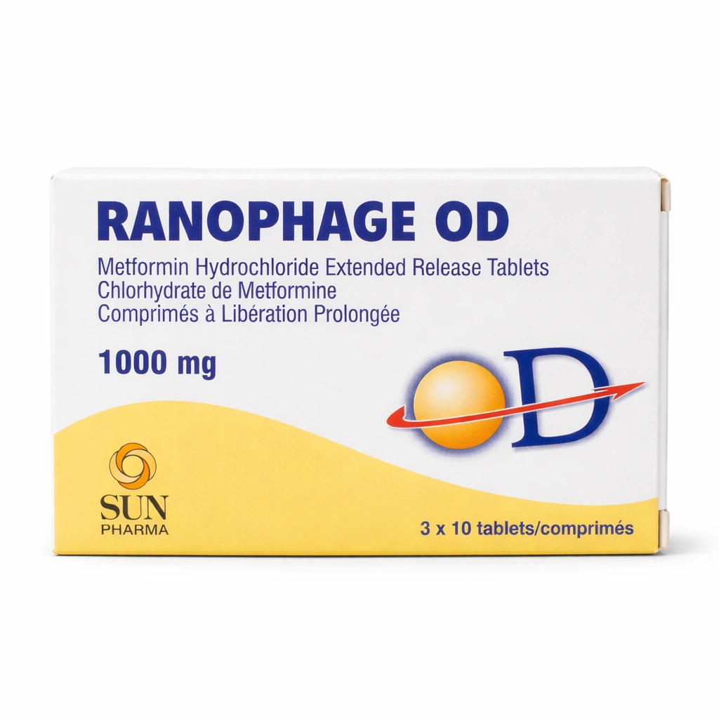 Ranophage OD Metformin Hydrochloride Extended-Release Tablets 1000 mg x 30 Tablets