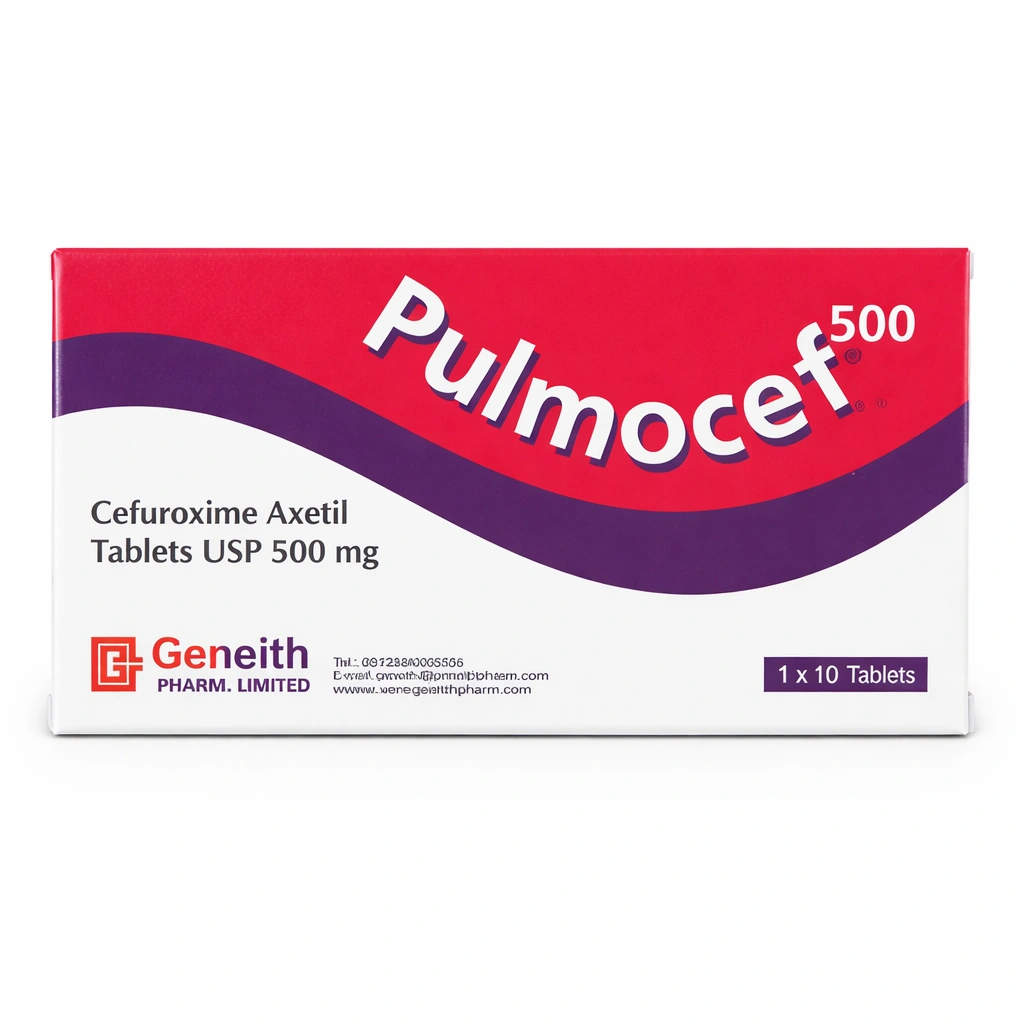 Pulmocef 500 Cefuroxime Axetil 500 mg Film-Coated Tablets x 10 Tablets