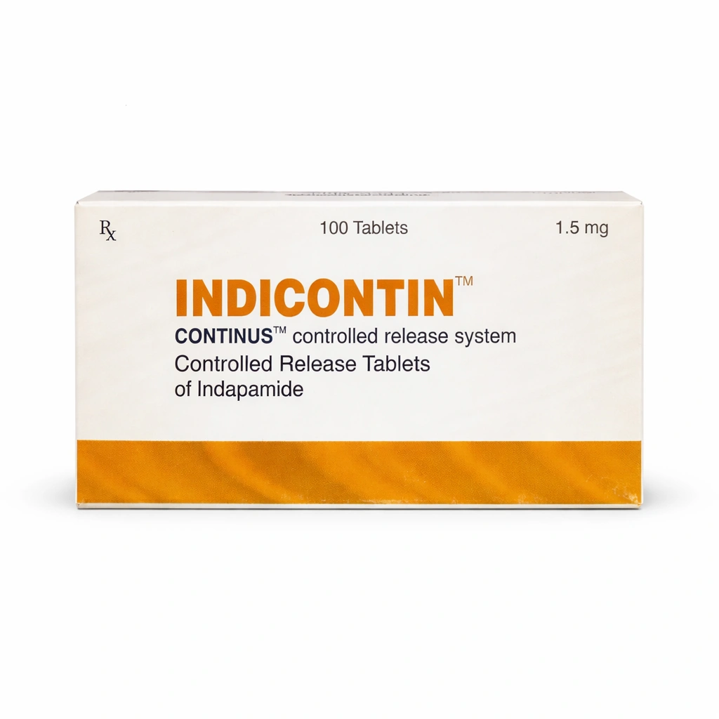 Indicontin Indapamide 1.5 mg Controlled-Release Film-Coated Tablets x 100 Tablets