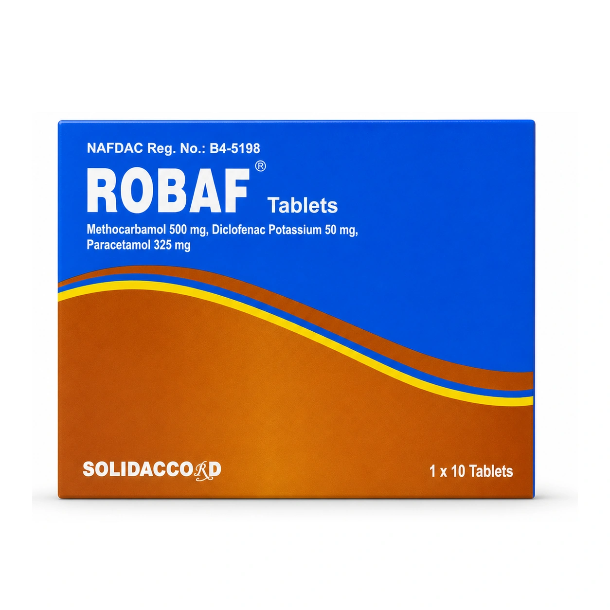 ROBAF Methocarbamol 500 mg + Diclofenac Potassium 50 mg + Paracetamol 325 mg Film-Coated Tablets x 10 Tablets