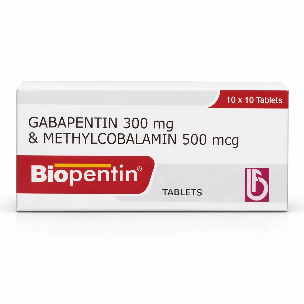 Biopentin Gabapentin 300 mg + Methylcobalamin 500 mcg Film-Coated Tablets x 100 Tablets
