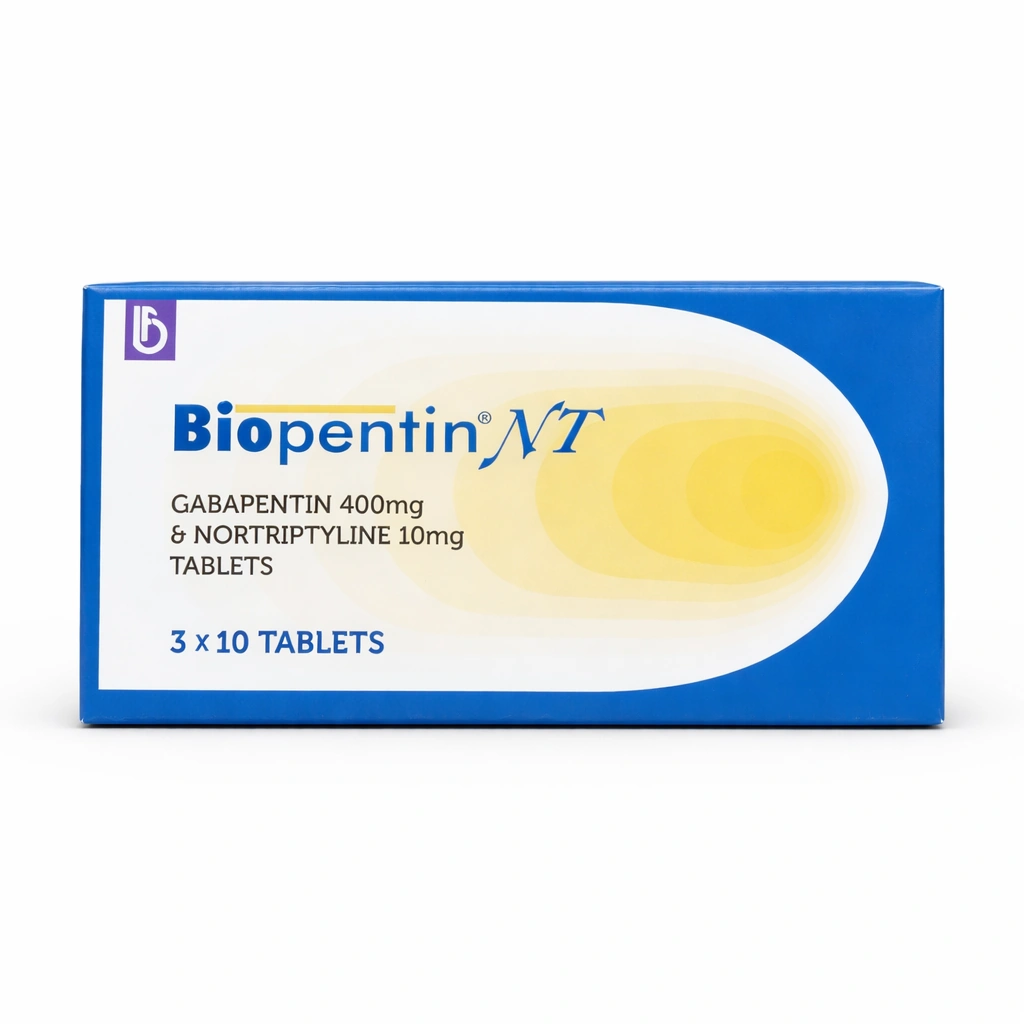 Biopentin NT Gabapentin 400 mg + Nortriptyline 10 mg Film-Coated Tablets x 30 Tablets