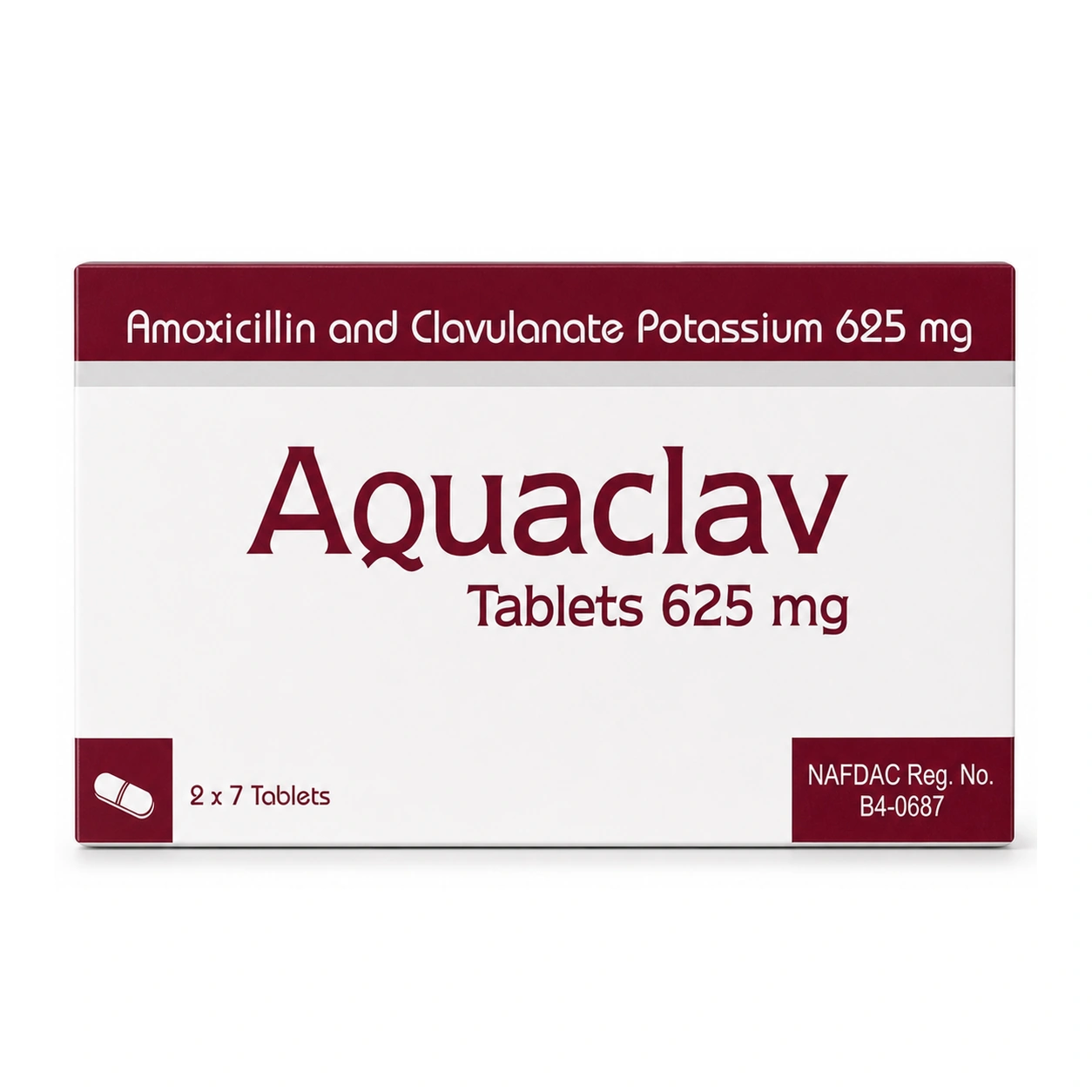 Aquaclav Amoxicillin 500 mg + Clavulanic Acid 125 mg Film-Coated Tablets x 14 Tablets