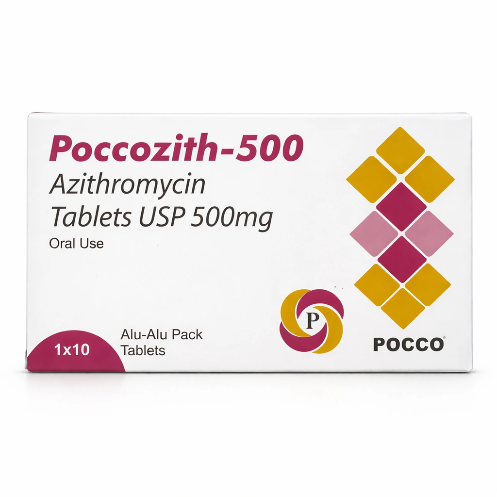 Poccozith-500 Azithromycin Film-Coated Tablets USP 500 mg x 10 Tablets
