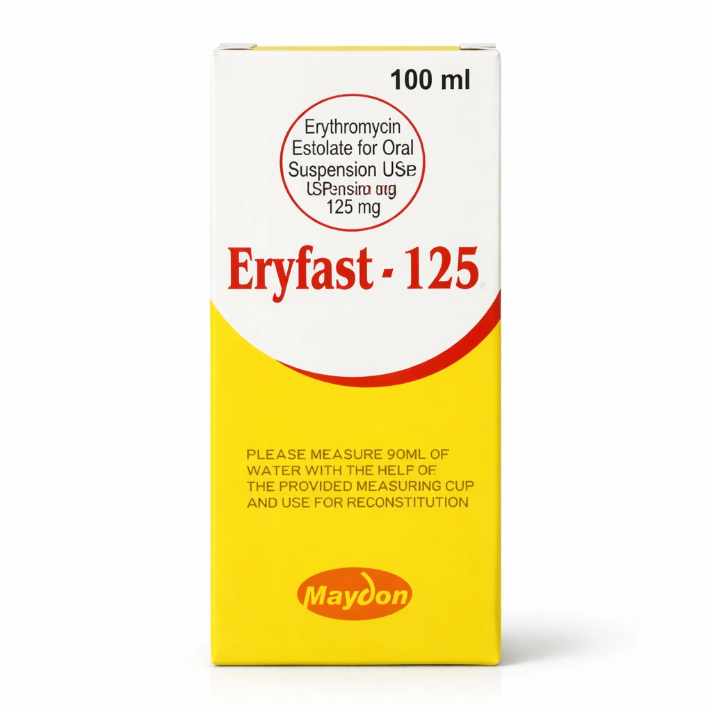 Eryfast-125 Erythromycin Estolate for Oral Suspension USP 125 mg/5 ml 100 ml
