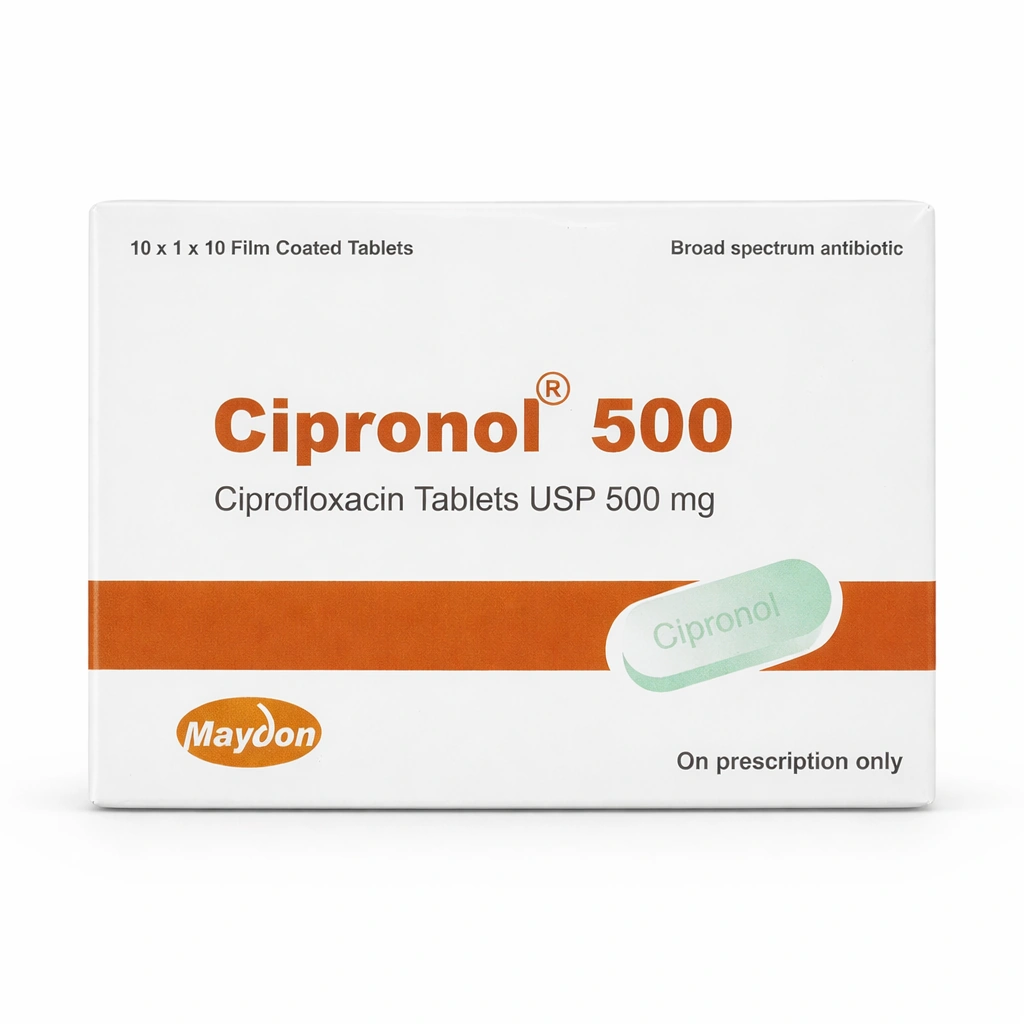 Maydon Cipronol Ciprofloxacin Film-Coated Tablets USP 500 mg x 10 Tablets