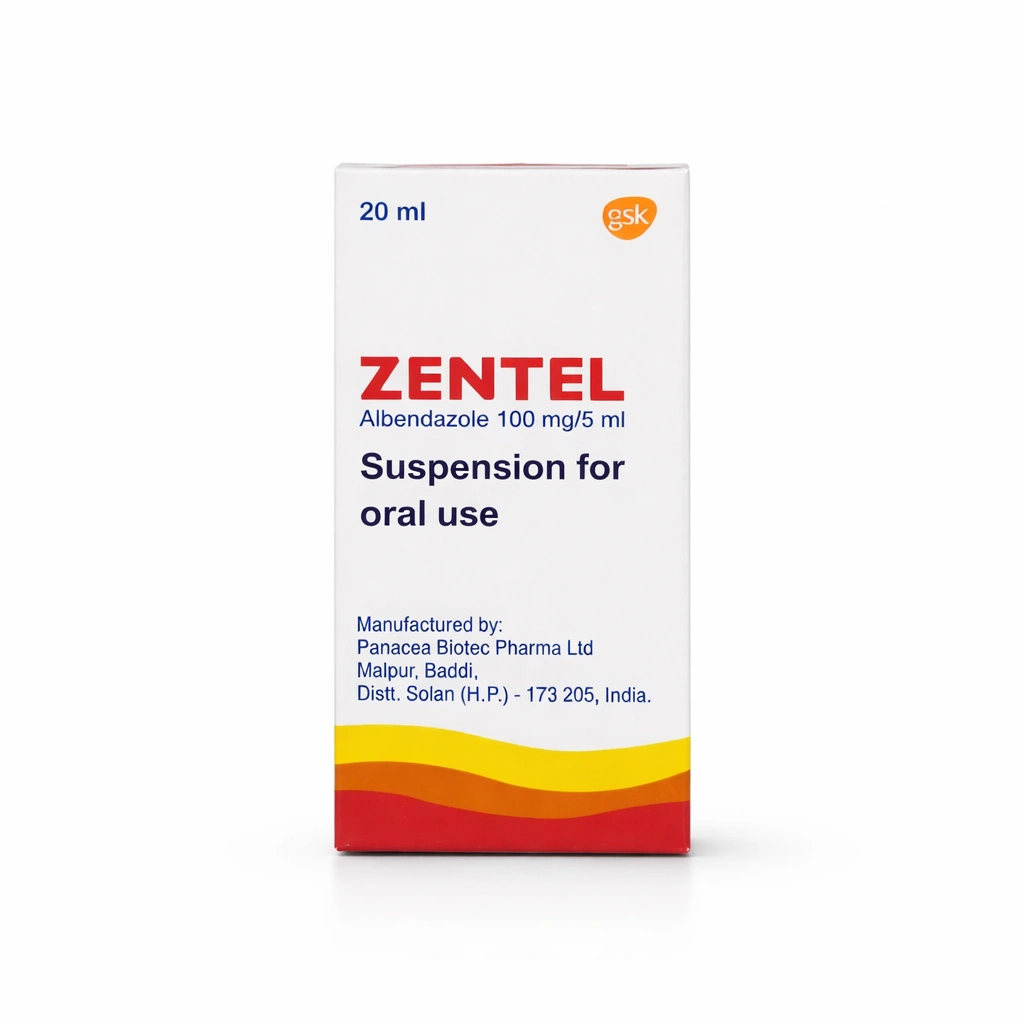 Zentel Albendazole Oral Suspension 100 mg/5 ml 20 ml